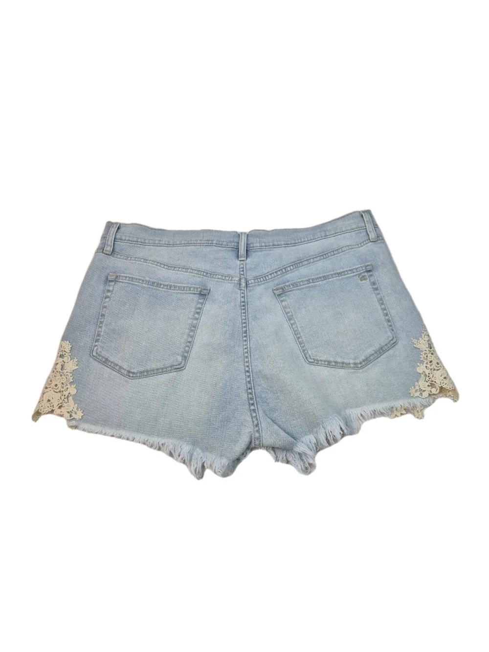 Jessica Simpson Hug Me Jean Shorts Buttercup Size 30 Frayed Button Fly Blue 31 - Picture 2 of 13